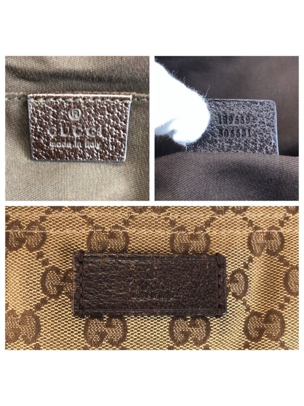 Gucci Sherry Line Beige Brown GG Canvas Tote Shoulder Bag - Picture 3 of 9